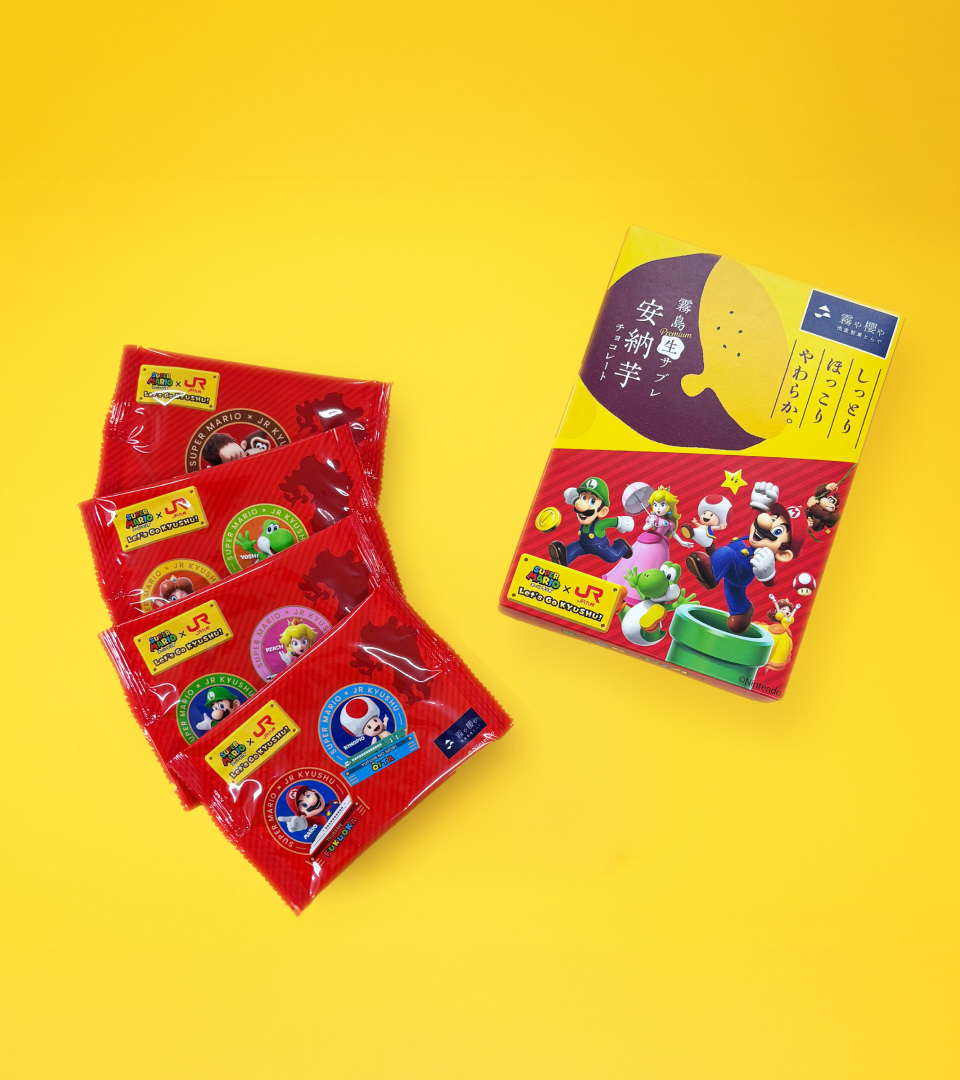スーパーマリオJR九州コラボ記念パッケージ 霧島プレミアム生サブレ安納芋チョコレート味